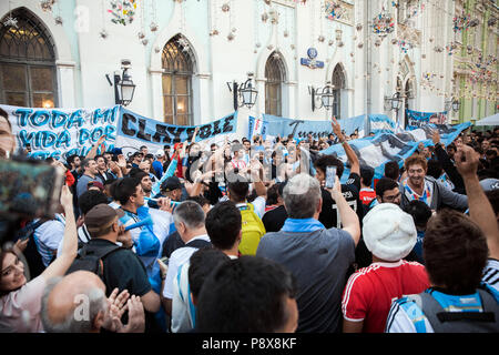 Argentinische Fußball-Fans auf der Welt Cup in Moskau, Russland Stockfoto