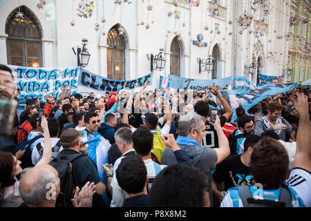 Argentinische Fußball-Fans auf der Welt Cup in Moskau, Russland Stockfoto