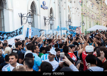 Argentinische Fußball-Fans auf der Welt Cup in Moskau, Russland Stockfoto