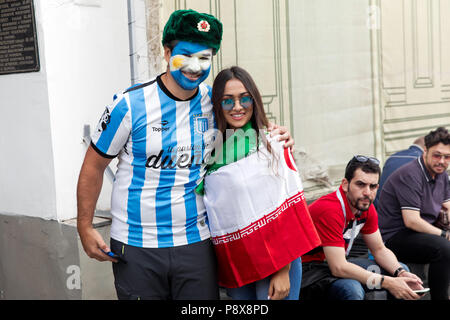 Argentinische Fußball-Fans auf der Welt Cup in Moskau, Russland Stockfoto