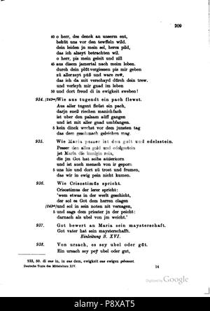. 114 Deutsche Texte des Mittelalters Bd XIV 209 Stockfoto