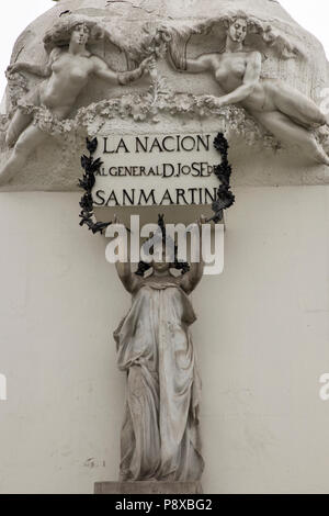 Detail von General José de San Martin Reiterstatue von Mariano Benlliure in Lima, Peru Stockfoto