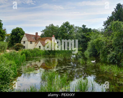 Willy Lotts Flatford Mill Cottage am Fluss Stour East Bergholt im Dedham Vale gemacht famouse durch den Künstler John Constable Stockfoto