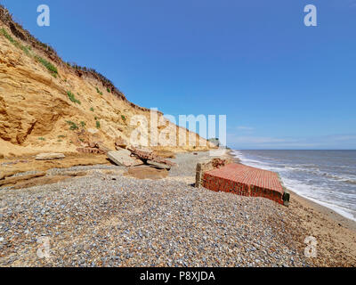 Covehithe Strand und die Erosion der Küsten, verursacht durch die Nordsee Suffolk Stockfoto