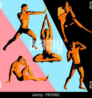 Vektor, Yoga, männlich, Illustration, Stock Vektor
