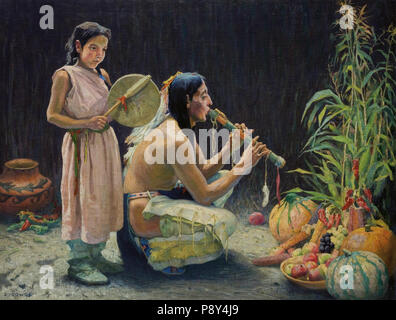 . 263 Eanger Irving Couse - Die Ernte Song (c.1920) Stockfoto