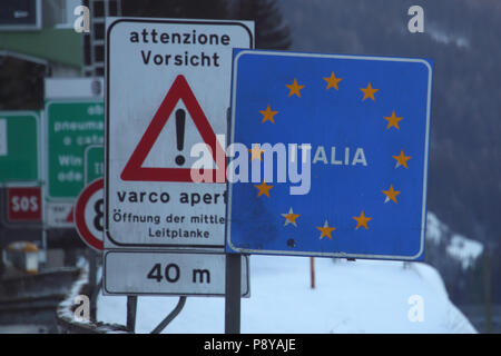 Gries am Brenner, Österreich, Grenzübergang nach Italien auf der Brenner Stockfoto