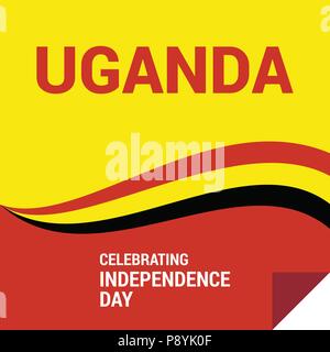 Vektor 9. Oktober Uganda Independence Day. Schwarz Rot und Gelb Uganda Flagge Linien mit Typografie Feier Karte. Abbildung. Für web design und Stock Vektor