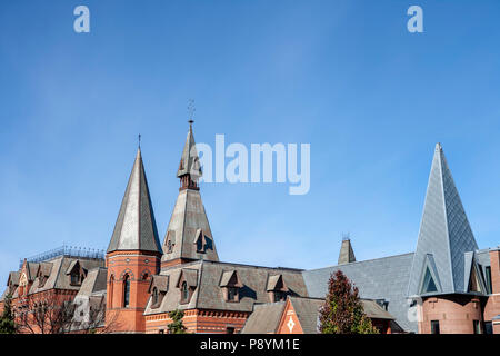 Dach Peaks, Salbei Hall, Cornell University, Ithaca, New York, USA Stockfoto