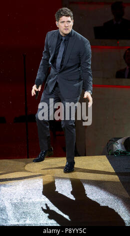 Michael Buble durchführen an den britischen Sommer Festival am Hyde Park in London. PRESS ASSOCIATION. Bild Datum: Freitag, 13. Juli 2018. Photo Credit: Isabel Infantes/PA-Kabel Stockfoto