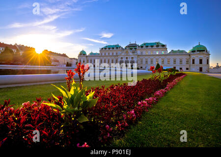 Belvedere Park in Wien Blick auf den Sonnenuntergang, der Hauptstadt von Österreich Stockfoto