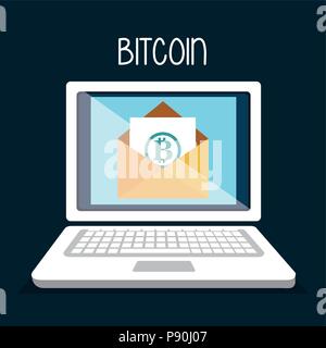 Bitcoin Geschäft mit Laptop Vector Illustration Design Stock Vektor