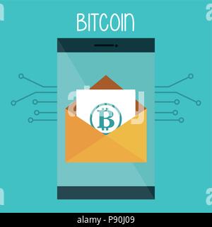 Bitcoin Geschäft mit Smartphone Vector Illustration Design Stock Vektor