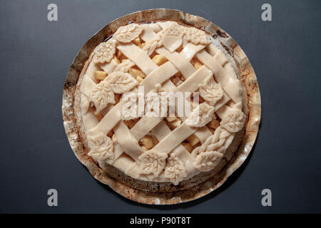 Apfelkuchen, Hohe Betrachtungswinkel Stockfoto