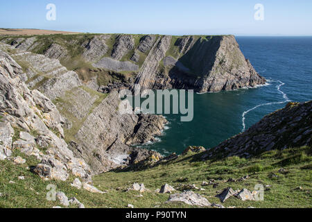 Worm's Head, Rhossili Bay. Spaziergang von Rhossili Bay Port Eynon, Halbinsel Gower (Wales Coast Path) Stockfoto