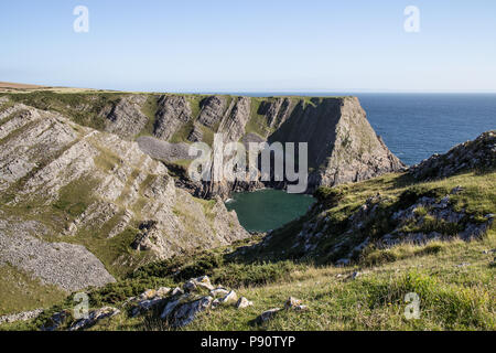 Worm's Head, Rhossili Bay. Spaziergang von Rhossili Bay Port Eynon, Halbinsel Gower (Wales Coast Path) Stockfoto