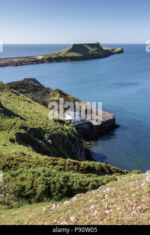 Worm's Head, Rhossili Bay. Spaziergang von Rhossili Bay Port Eynon, Halbinsel Gower (Wales Coast Path) Stockfoto