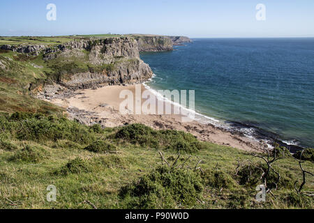 Worm's Head, Rhossili Bay. Spaziergang von Rhossili Bay Port Eynon, Halbinsel Gower (Wales Coast Path) Stockfoto