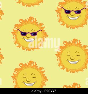 Nahtlose Hintergrund, lächelnd Cartoon sun Stock Vektor