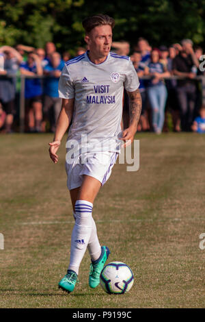 Cameron Coxe von Cardiff City in Aktion gegen Taffs gut. Taffs gut gegen Cardiff City Freundschaftsspiel im Rhiw'r DDAR Stadion am 6th Aug 19. Stockfoto