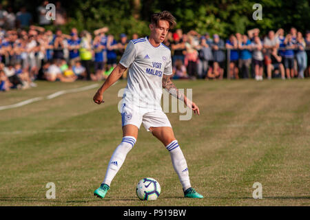 Cameron Coxe von Cardiff City in Aktion gegen Taffs gut. Taffs gut gegen Cardiff City Freundschaftsspiel im Rhiw'r DDAR Stadion am 6th Aug 19. Stockfoto