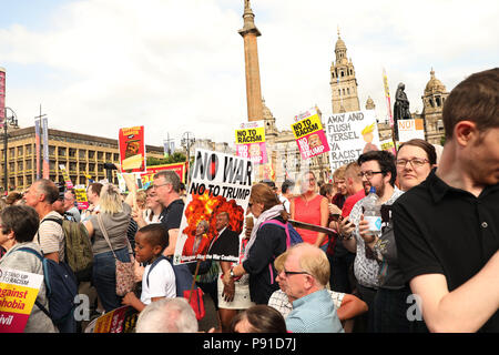 Glasgow, UK, 13. Juli 2018. Trump protestieren, George Square, Glasgow, Schottland, UK Credit: Kirsty Nichol MacInnes/Alamy leben Nachrichten Stockfoto