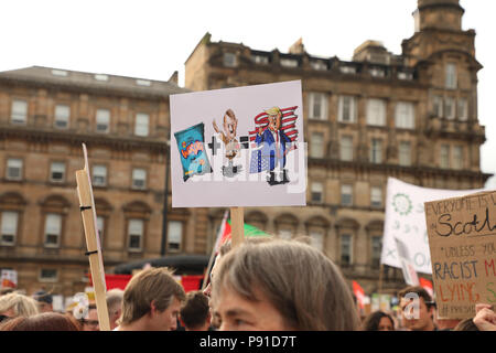 Glasgow, UK, 13. Juli 2018. Trump protestieren, George Square, Glasgow, Schottland, UK Credit: Kirsty Nichol MacInnes/Alamy leben Nachrichten Stockfoto