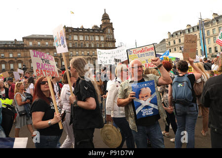 Glasgow, UK, 13. Juli 2018. Trump protestieren, George Square, Glasgow, Schottland, UK Credit: Kirsty Nichol MacInnes/Alamy leben Nachrichten Stockfoto