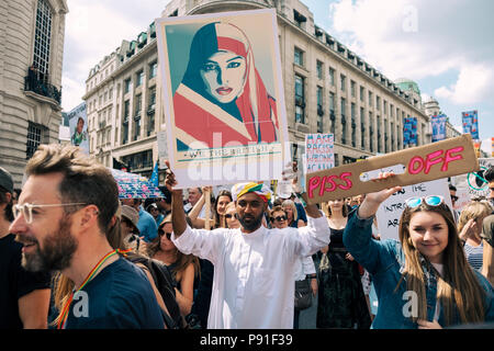 London, United Kingdon. 13. Juli 2018. 100.000 protestieren in London gegen den Besuch von US-Präsident Donald Trump Credit: Tom Leighton/Alamy leben Nachrichten Stockfoto