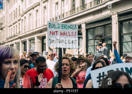 London, United Kingdon. 13. Juli 2018. 100.000 protestieren in London gegen den Besuch von US-Präsident Donald Trump Credit: Tom Leighton/Alamy leben Nachrichten Stockfoto