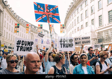 London, United Kingdon. 13. Juli 2018. 100.000 protestieren in London gegen den Besuch von US-Präsident Donald Trump Credit: Tom Leighton/Alamy leben Nachrichten Stockfoto