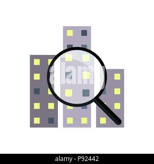 Lupe und Stadt Symbol Stock Vektor