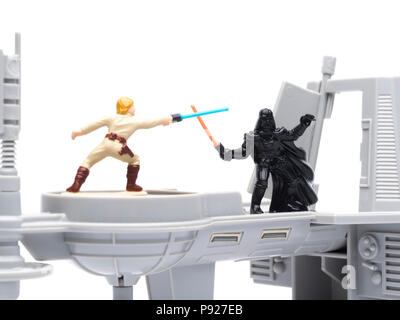 Star Wars 1982 Micro Sammlung BESPIN GANTRY Spielplatzgeräte aus Star Wars Empire Strikes Back Darth Vader und Luke Skywalker Stockfoto