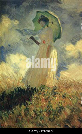 . 427 Monet-Frau-mit-Sonnenschirm-auch-Bekannt-als-Studie-von-ein-Bild-draußen-nach-links Stockfoto