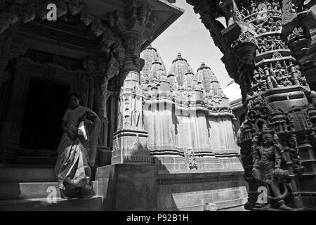 Eingabe der CHANDRAPRABHU Jain Tempel als innerhalb des Jaisalmer Fort - Rajasthan, Indien Stockfoto