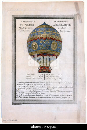 Ballon von Jean François Pilâtre de Rozier und der Marquis d'Arlandes in Aufstieg aus Paris, 19. Oktober 1783 eingesetzt und erreicht eine Höhe von 330 ft.tif Stockfoto