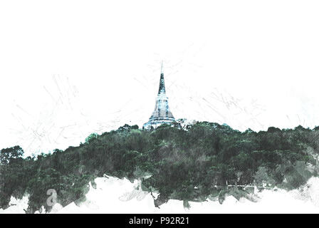 Tempel auf dem Berg Berg in Thailand. Stockfoto