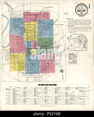 492 Sanborn Feuerversicherung Karte von Belton, Bell County, Texas. LOC Sanborn 08428007-1 Stockfoto