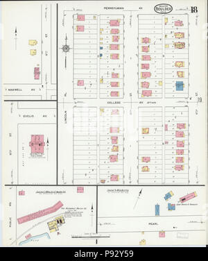 493 Sanborn Feuerversicherung Karte aus Boulder, Boulder County, Colorado. LOC Sanborn 00958 008-18 Stockfoto