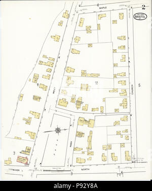 . 493 Sanborn Feuerversicherung Karte von Bristol, Addison County, Vermont. LOC Sanborn 08911 006-2 Stockfoto