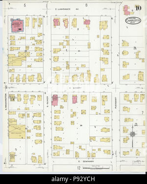 494 Sanborn Feuerversicherung Karte von Charlotte, Eaton County, Michigan. LOC Sanborn 03959 006-10 Stockfoto