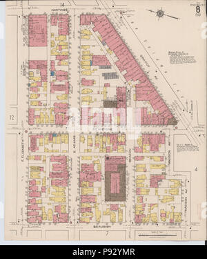 496 Sanborn Feuerversicherung Karte aus Detroit, Wayne County, Michigan. LOC Sanborn 03985 026-9 Stockfoto