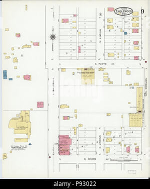 497 Sanborn Feuerversicherung Karte aus Englewood, Arapahoe County, Colorado. LOC Sanborn 00990 001-9 Stockfoto