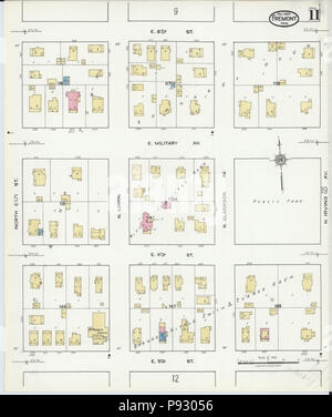 498 Sanborn Feuerversicherung Karte von Fremont, Dodge County, Nebraska. LOC Sanborn 05183 008-11 Stockfoto