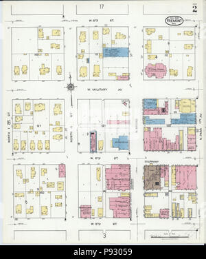. 498 Sanborn Feuerversicherung Karte von Fremont, Dodge County, Nebraska. LOC Sanborn 05183008-2 Stockfoto