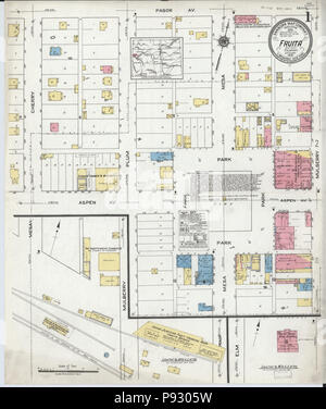 498 Sanborn Feuerversicherung Karte von Fruita, Mesa County, Colorado. LOC Sanborn 01002003-1 Stockfoto