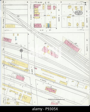 498 Sanborn Feuerversicherung Karte von Fremont, Dodge County, Nebraska. LOC Sanborn 05183008-7 Stockfoto