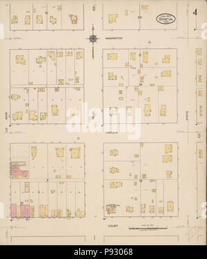 498 Sanborn Feuerversicherung Karte von Genf, Fillmore County, Nebraska. LOC Sanborn 05186 005-4 Stockfoto