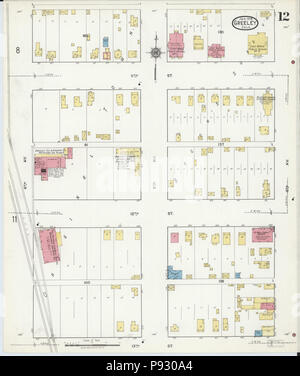 . 499 Sanborn Feuerversicherung Karte von Greeley, Weld County, Colorado. LOC Sanborn 01009 008-12 Stockfoto