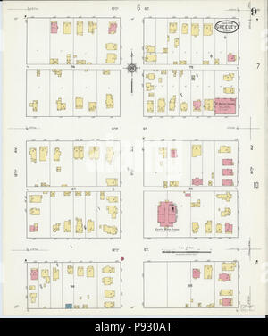 499 Sanborn Feuerversicherung Karte von Greeley, Weld County, Colorado. LOC Sanborn 01009 008-9 Stockfoto